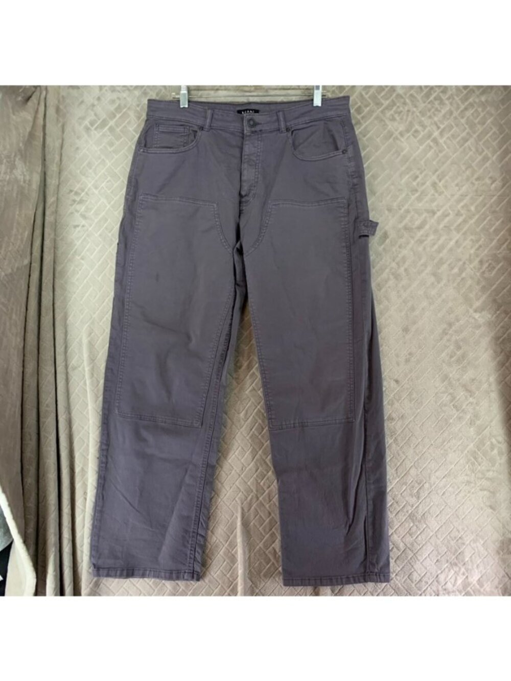 Boohoo Man Pants Mens 34x31 Gray Denim Carpenter Stretch Cotton Straight Leg